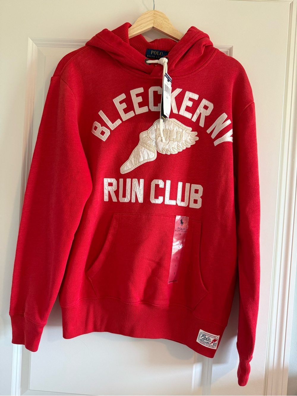 Polo Ralph Lauren Bleecker NY Run Club P-Wing Fleece Red Hoodie NYC Men's Size S